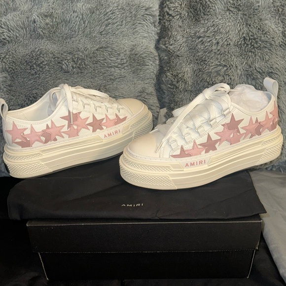 AMIRI  Stars Low-Top Canvas Platform Sneakers - Picture 1 of 7